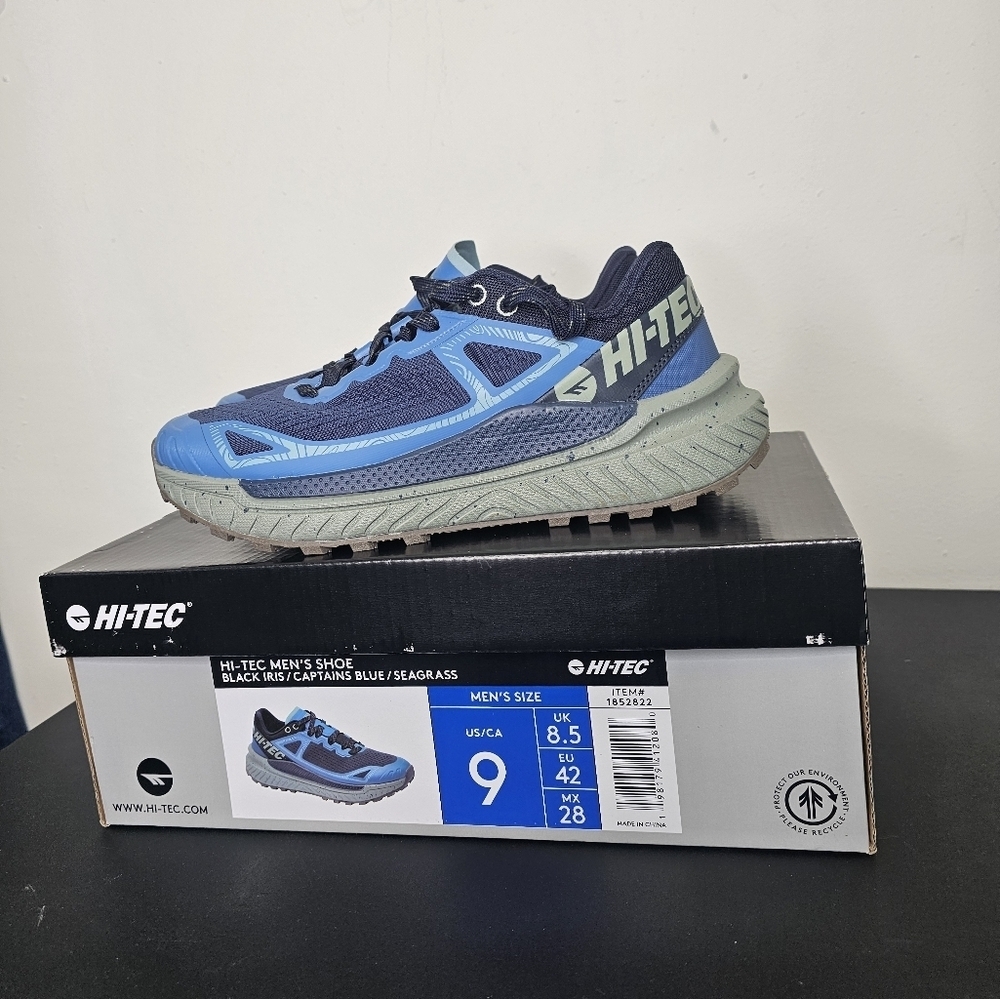 Hi-Tec Men's Shoes Black IRIS Captains Blue Seagrass Size 9